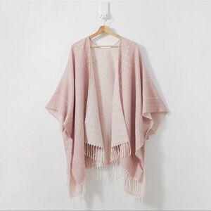 Gentle Fawn Hermosa Cover Up Fringed Kimono Cardigan Shawl Light Pink Size M/L